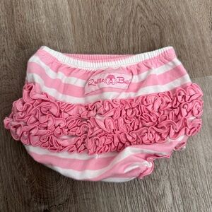Ruffle Butts Pink White Stripe Diaper Cover Baby Girl 6-12 Months